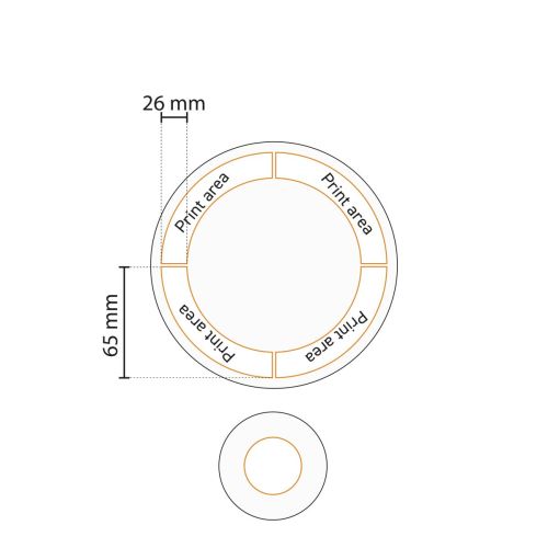 Technical working drawing of the printing area on the White Delight steakboard 30 cm with logo positioning.