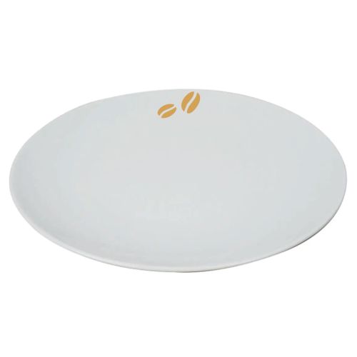 Steak plate White Delight Oval 30 cm. in porcelain with single-coloured CoffeeCo logo on the front.