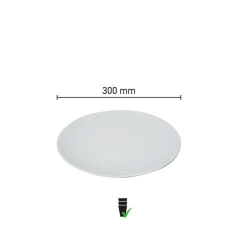 Detailed infographic showing scale and dimensions of the Steak plate White Delight Oval 30 cm.