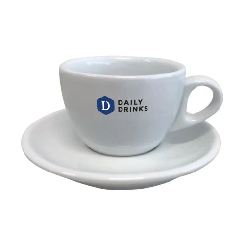 Cappuccino set 19 cl. porcelain with multicoloured DailyDrinks logo on the front. Cappuccino set 19 cl. porcelain with multicoloured DailyDrinks logo on the front.