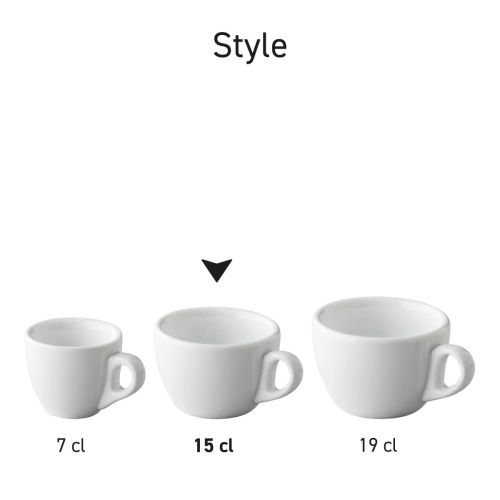 Series arrangement of several Style Coffee cups 15 cl. porcelain in white.