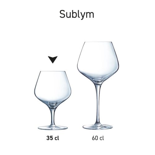 Overview of several Sublym glasses 35 cl. presented in series.