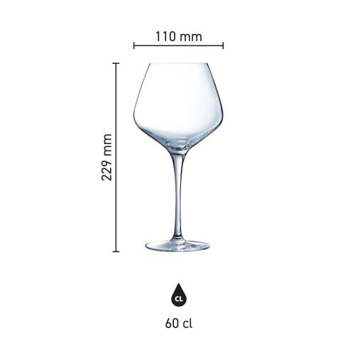 Infographic showing product dimensions of the Sublym gin tonic glass 60 cl, with height and diameter. Infographic showing product dimensions of the Sublym gin tonic glass 60 cl, with height and diameter.