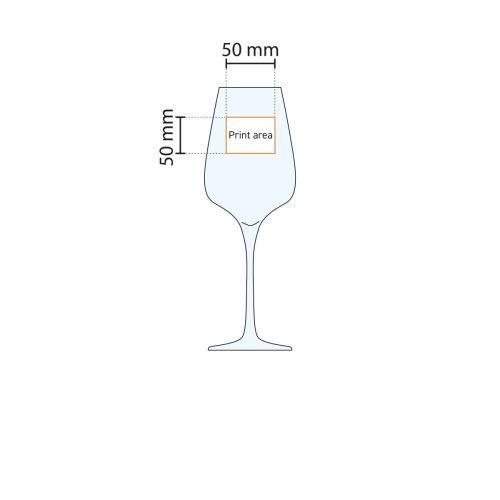 Technical working drawing of the Sublym wine glass 55 cl. with marking of the pressure area. Technical working drawing of the Sublym wine glass 55 cl. with marking of the pressure area.