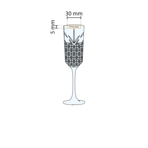 Technical working drawing of the Timeless champagne flute 17.5 cl. with indication of the pressure area. Technical working drawing of the Timeless champagne flute 17.5 cl. with indication of the pressure area.