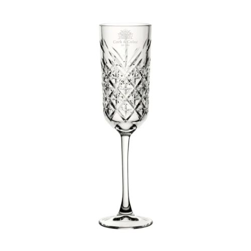 Engraving of the CorkColor logo on the front face of the Timeless champagne flute 17.5 cl. Engraving of the CorkColor logo on the front face of the Timeless champagne flute 17.5 cl.