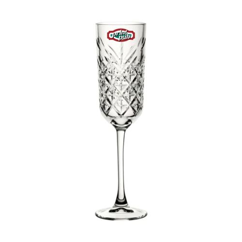 Timeless champagne flute 17.5 cl. printed with multicoloured PrintPub logo on the front face of the glass. Timeless champagne flute 17.5 cl. printed with multicoloured PrintPub logo on the front face of the glass.