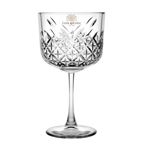 Multicoloured CorkColor logo on front of glass gin-tonic glass 55 cl.