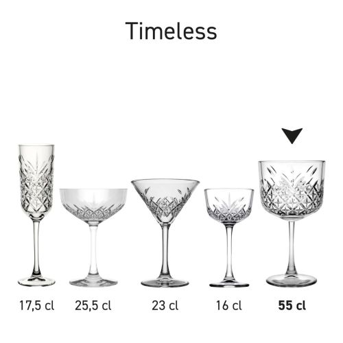 Series view with several Timeless Gin-Tonic glasses arranged side by side in different designs.