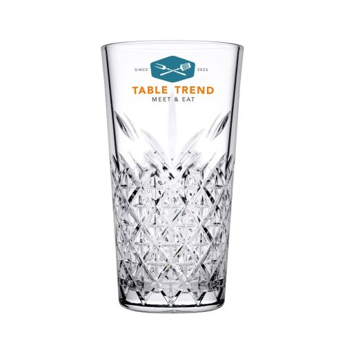 Timeless Longdrink stacking glass 34.5 cl. printed with multi-coloured TableTrend logo on the top surface. Timeless Longdrink stacking glass 34.5 cl. printed with multi-coloured TableTrend logo on the top surface.