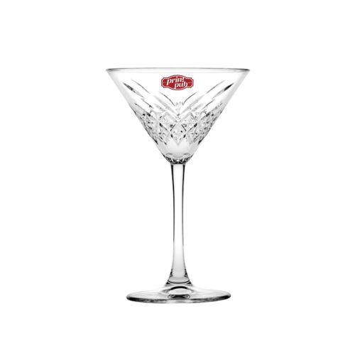 Timeless Martini glass printed with PrintPub logo in one colour on the glass surface. Timeless Martini glass printed with PrintPub logo in one colour on the glass surface.