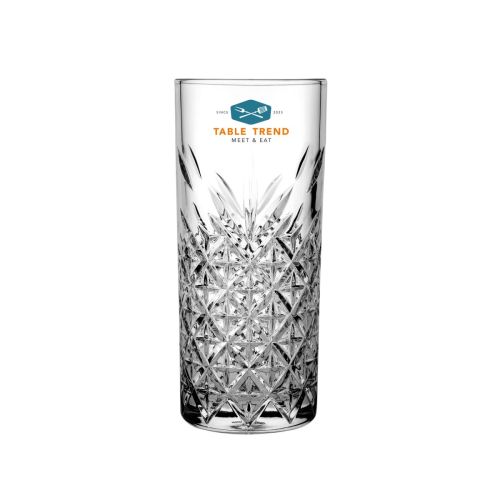 Glass with front view of TableTrend logo in multiple colours on the Timeless Raki Glass 18 cl.