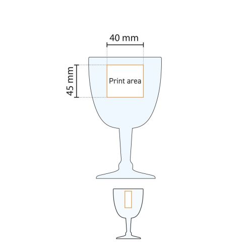 Technische werktekening met drukgebiedaanduiding op het 25 cl. glas voor logoplaatsing. Technische werktekening met drukgebiedaanduiding op het 25 cl. glas voor logoplaatsing.