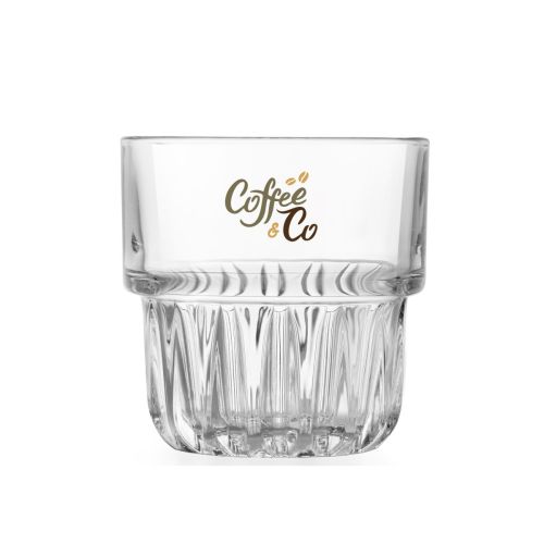 Tumbler Onis glass 26 cl. with multicoloured CoffeeCo logo printed on the front of the transparent glass.Tumbler Onis glass 26 cl with multicoloured CoffeeCo logo printed on the front of the transparent glass. Tumbler Onis glass 26 cl. with multicoloured CoffeeCo logo printed on the front of the transparent glass.Tumbler Onis glass 26 cl with multicoloured CoffeeCo logo printed on the front of the transparent glass.