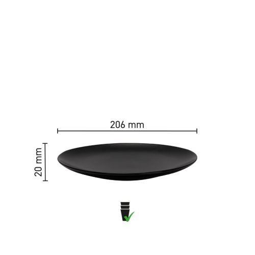 Infographic showing diameter and rim dimensions of Venus plate 26 cm porcelain.
