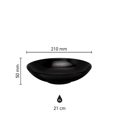 Infographic shows diameter, depth and rim height of pottery Venus plate 21 cm. Infographic shows diameter, depth and rim height of pottery Venus plate 21 cm.