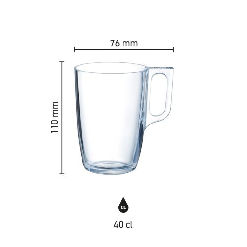 Infographic showing height and diameter dimensions of the Voluto glass 40 cl. Infographic showing height and diameter dimensions of the Voluto glass 40 cl.