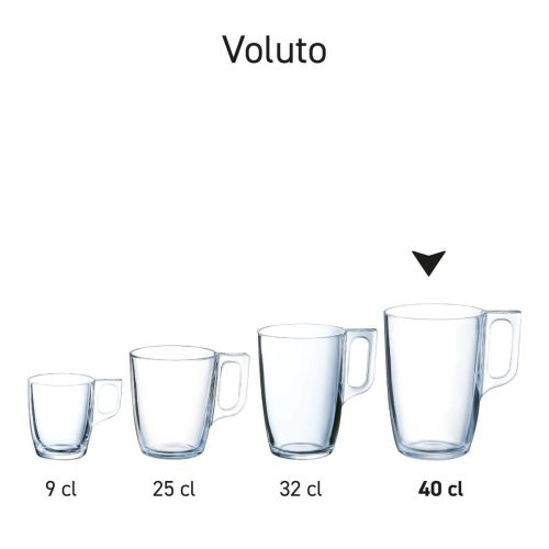 Series view of several Voluto glasses presented side by side. Series view of several Voluto glasses presented side by side.