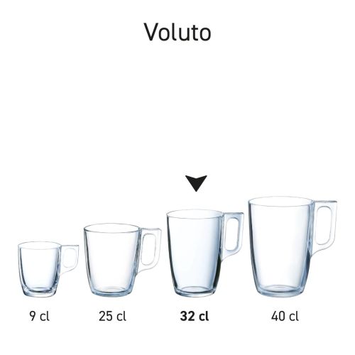 Serieopstelling van meerdere Voluto glazen in gelijke stijl gepresenteerd. Serieopstelling van meerdere Voluto glazen in gelijke stijl gepresenteerd.