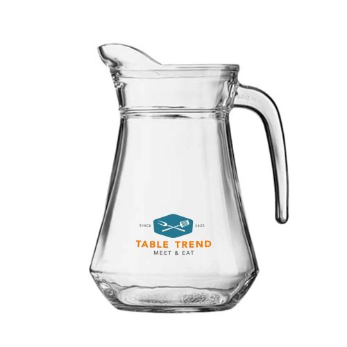 Meerkleurig TableTrend-logo op voorzijde van Broc Arc 1,0 liter glazen waterkan gedrukt. Meerkleurig TableTrend-logo op voorzijde van Broc Arc 1,0 liter glazen waterkan gedrukt.