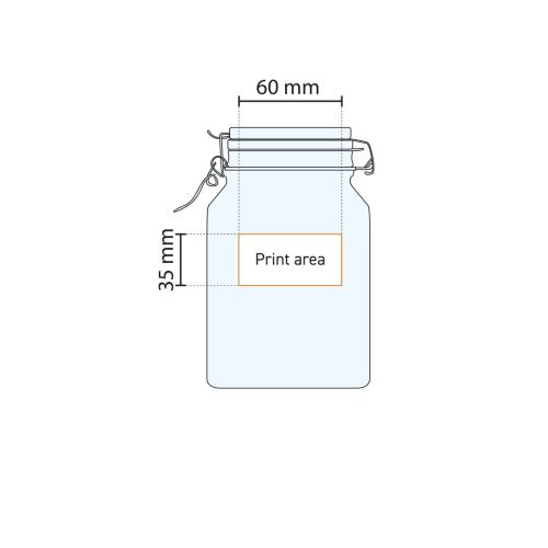 Technical drawing indicating the pressure area on the square Weckpot Fido 3 litre.