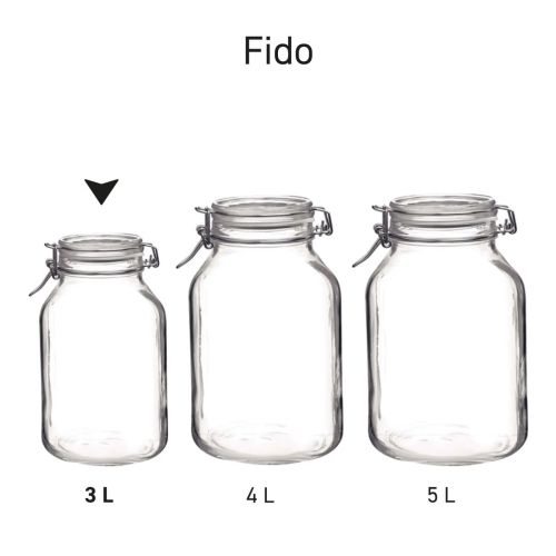 Multiple Weck jars Fido side by side in the picture as a series arrangement.