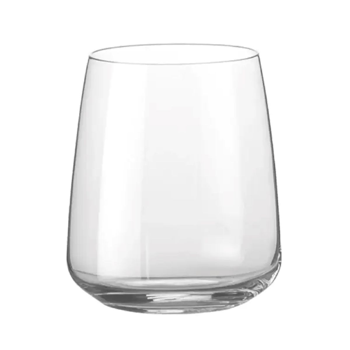 Front view of transparent Aurum Tumbler water glass 37 cl with cylindrical shape and smooth surface.