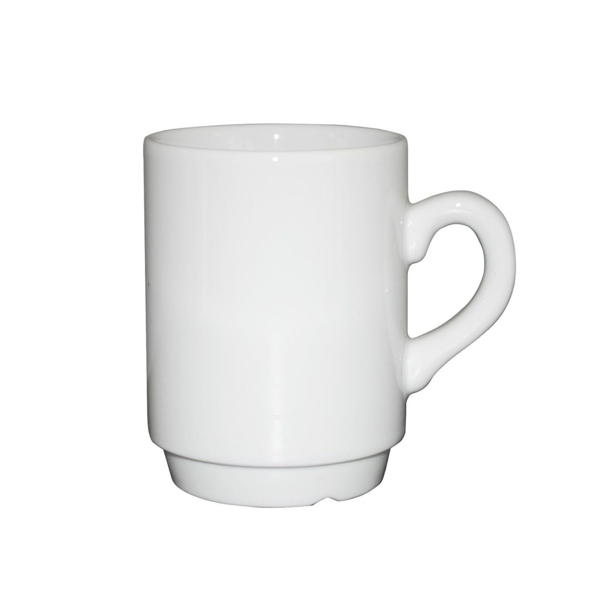 Witte porseleinen automatenbeker van 20 cl in vooraanzicht, geschikt voor warme dranken. Witte porseleinen automatenbeker van 20 cl in vooraanzicht, geschikt voor warme dranken.