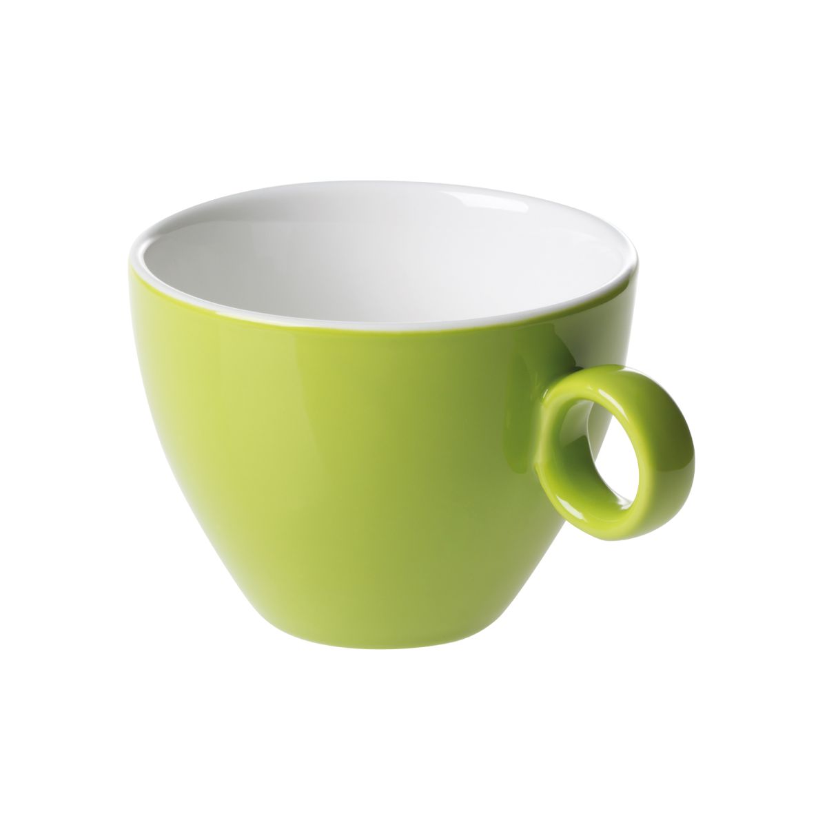 Green and white Bart Cappuccino cup 23 cl in porcelain, front view with slightly tapered shape and smooth surface.
