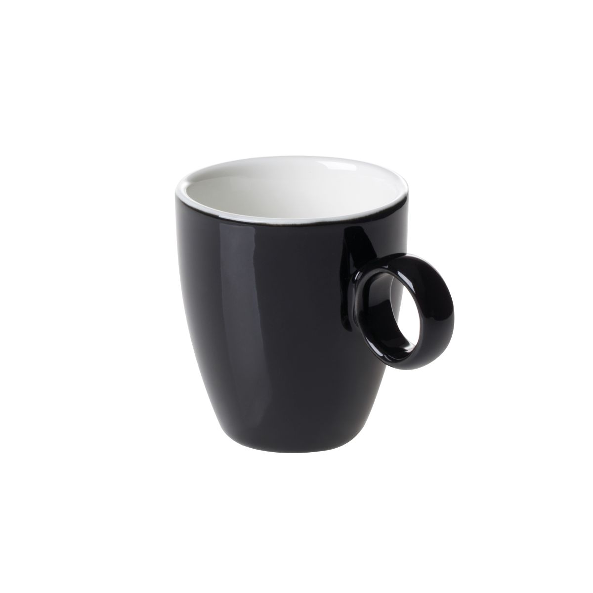 Bart Espresso cup 6.5 cl in black and white porcelain with compact shape and slightly curved ear.