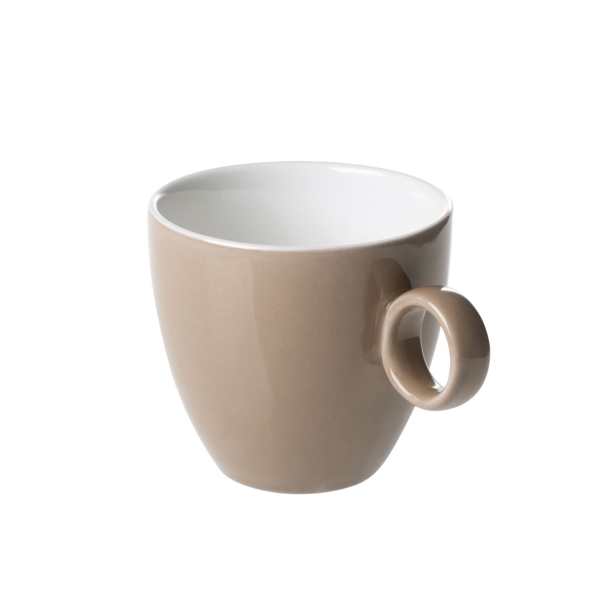 Brown and white Bart Coffee cup 17 cl in porcelain, front view with classic round shape and smooth finish.