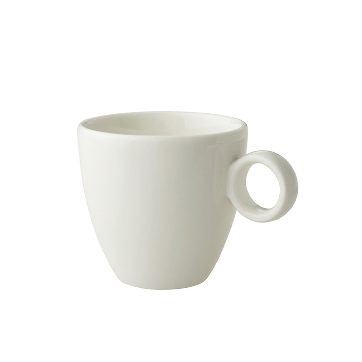 White Bart Coffee cup 17 cl in porcelain, front view with classic round shape and smooth finish.