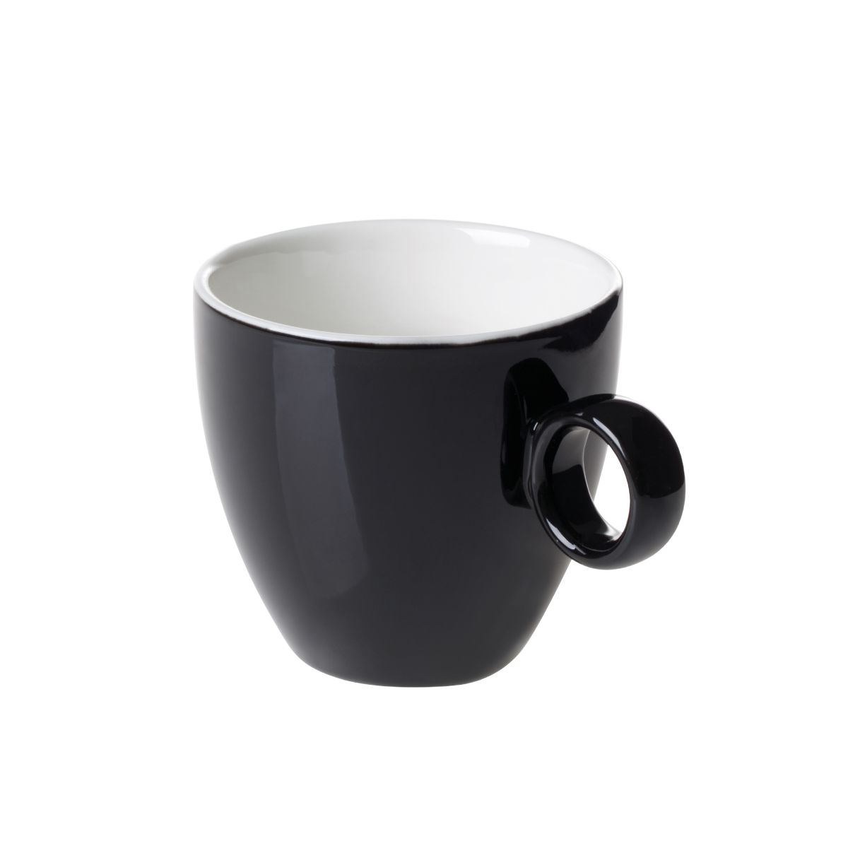 Black and white Bart Coffee cup 17 cl in porcelain, front view with classic round shape and smooth finish.