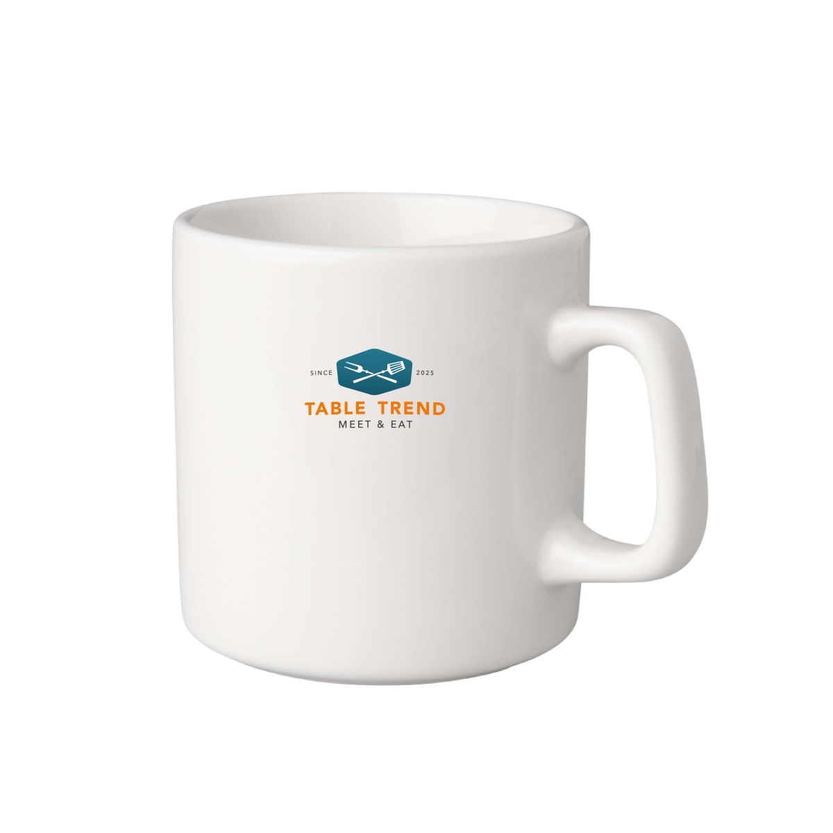 Cup Budgetline Brabant 20 cl. made of porcelain with TableTrend logo visible in several colours on front.