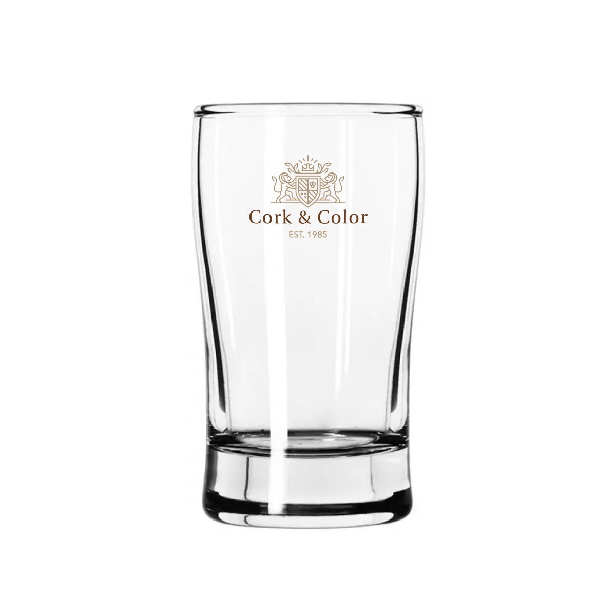 Beer tasting glass Esquire 15 cl with multicoloured CorkColor logo on the front.