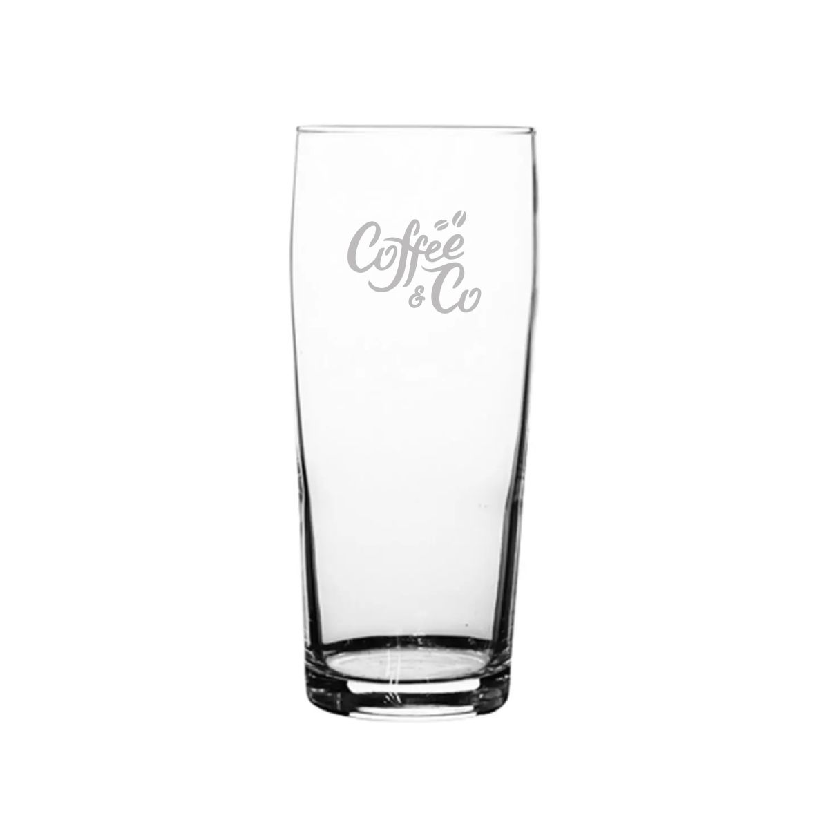Engraving of CoffeeCo logo visible on the front of a Beer Flute 18 cl.