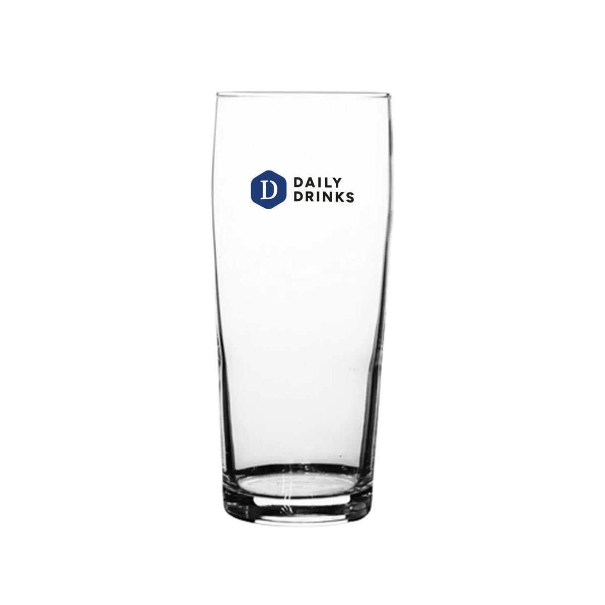 Glass beer flute 18 cl. with printed DailyDrinks logo in multiple colours on the front.