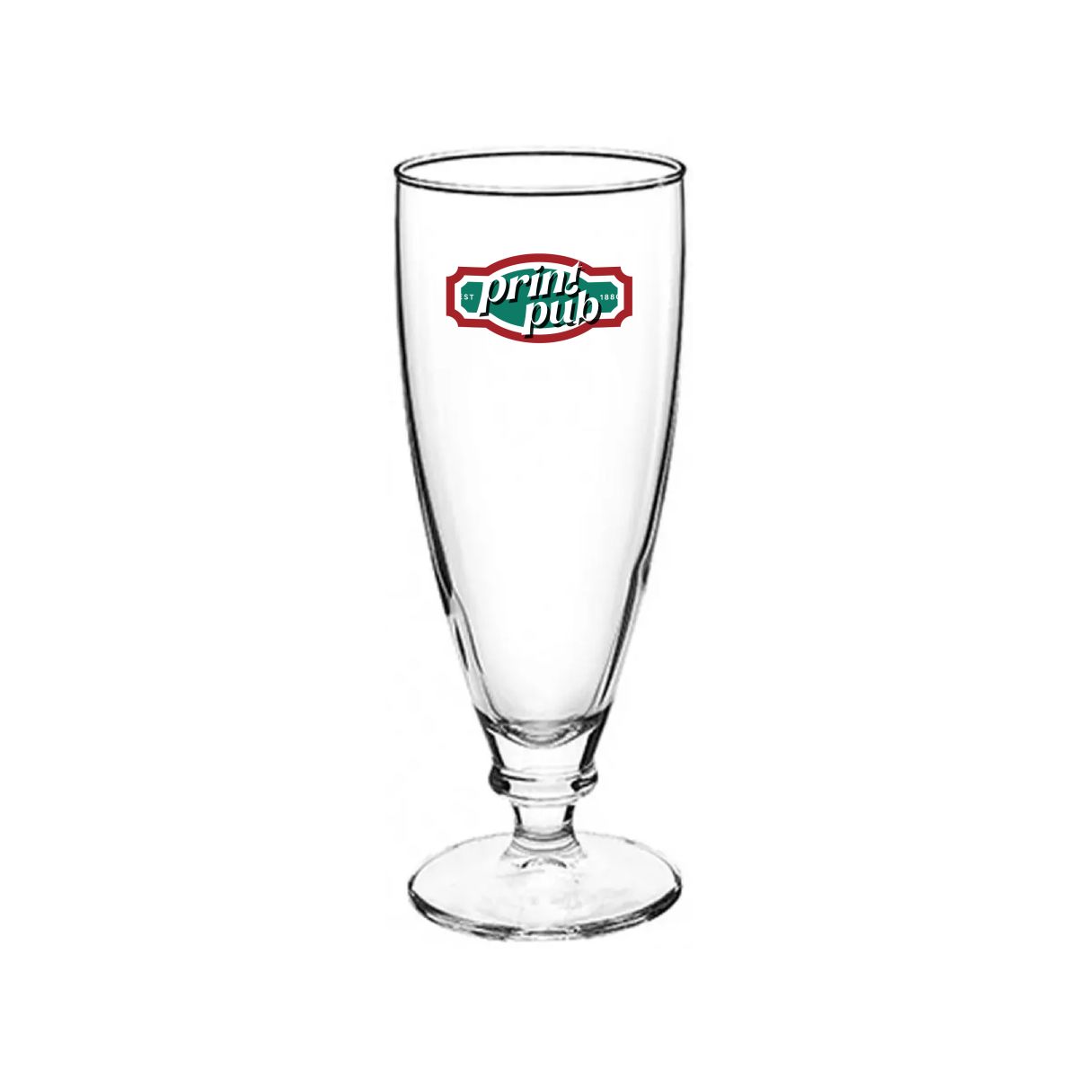 Beer glass Harmonia 27.5 cl with colourful PrintPub print on the front.