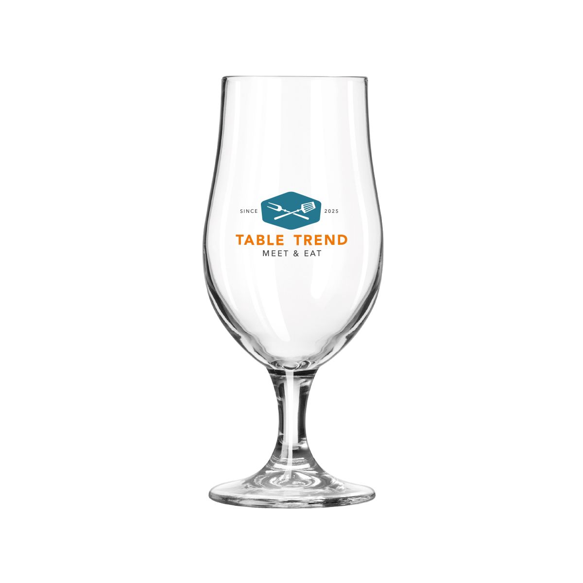 Beer glass Munich 38 cl. printed with TableTrend logo in 3 colours.