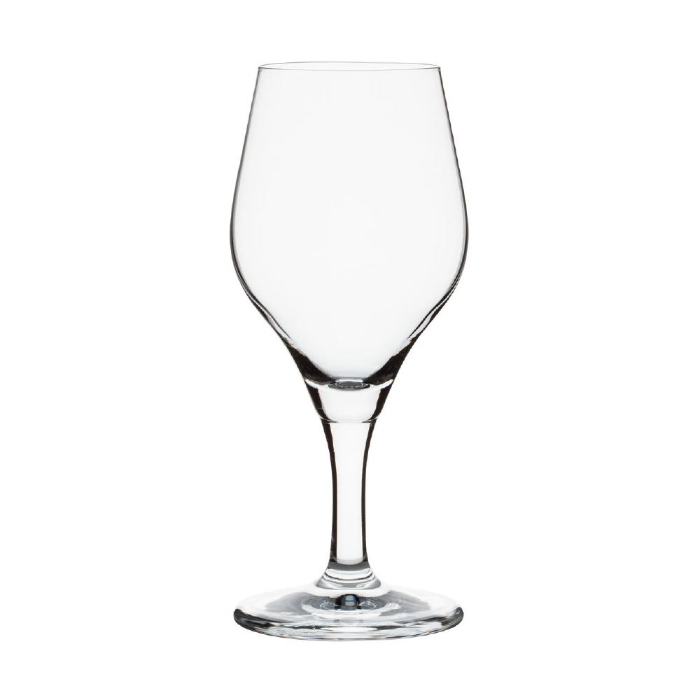 Front view of beer glass Ronceva 40 cl. with foot, made of clear glass. Front view of beer glass Ronceva 40 cl. with foot, made of clear glass.