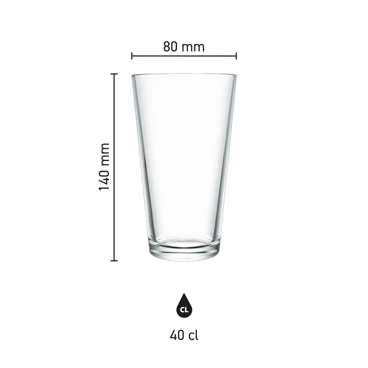 Infographic showing product dimensions of beer glass vase 47 cl, with height and diameter.