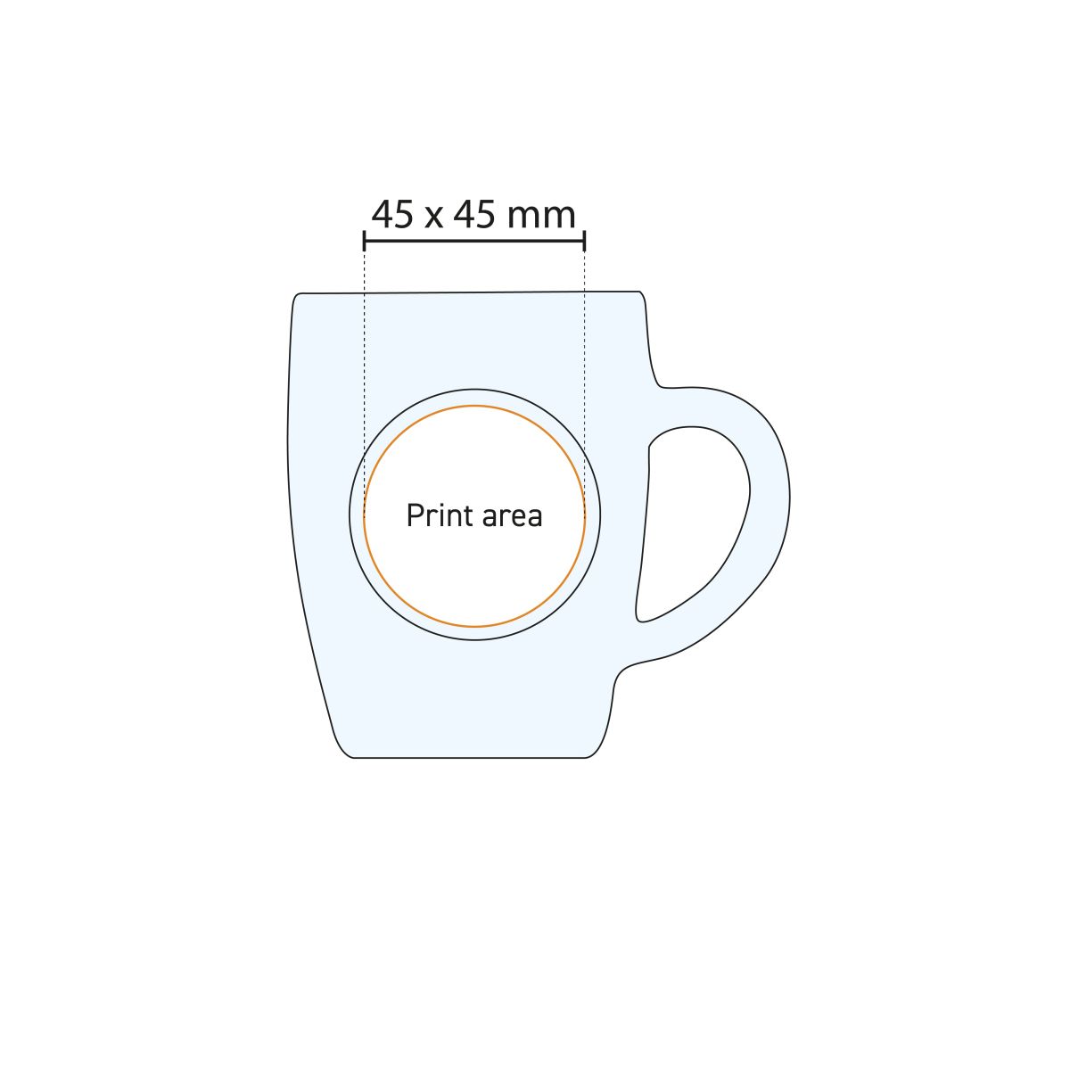 Printing area and logo positioning on the glass in working drawing of the beer mug October 29 cl.