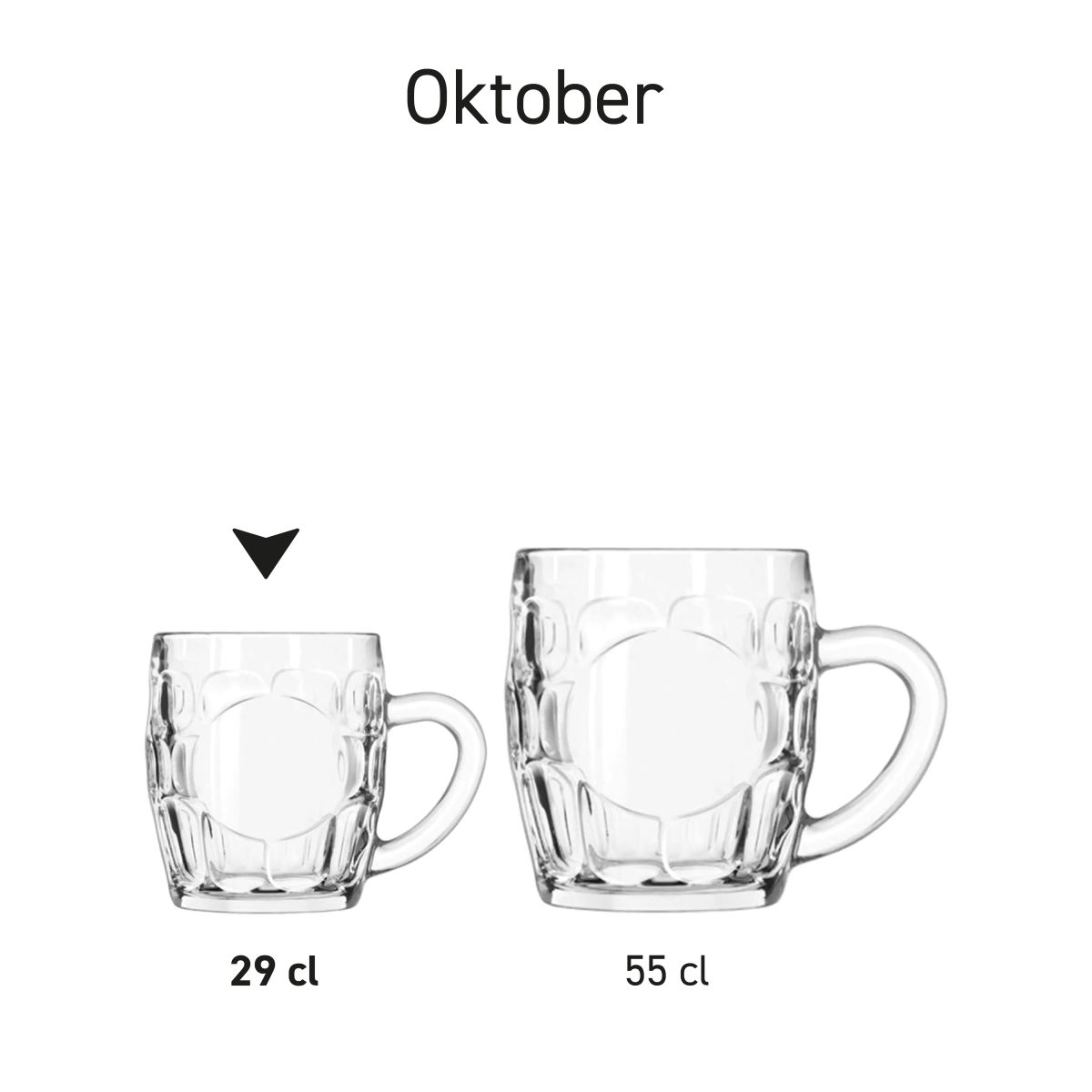 Two beer mugs from the October series displayed side by side in product overview.