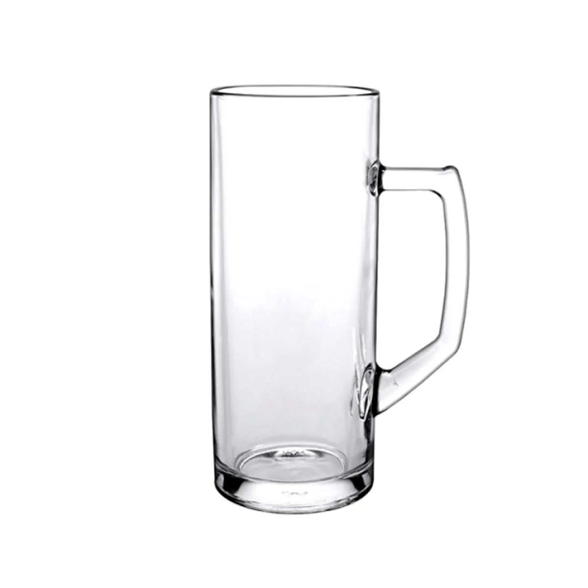 Front display of the Reno beer mug 50 cl, clear tap size glass with classic handle. Front display of the Reno beer mug 50 cl, clear tap size glass with classic handle.