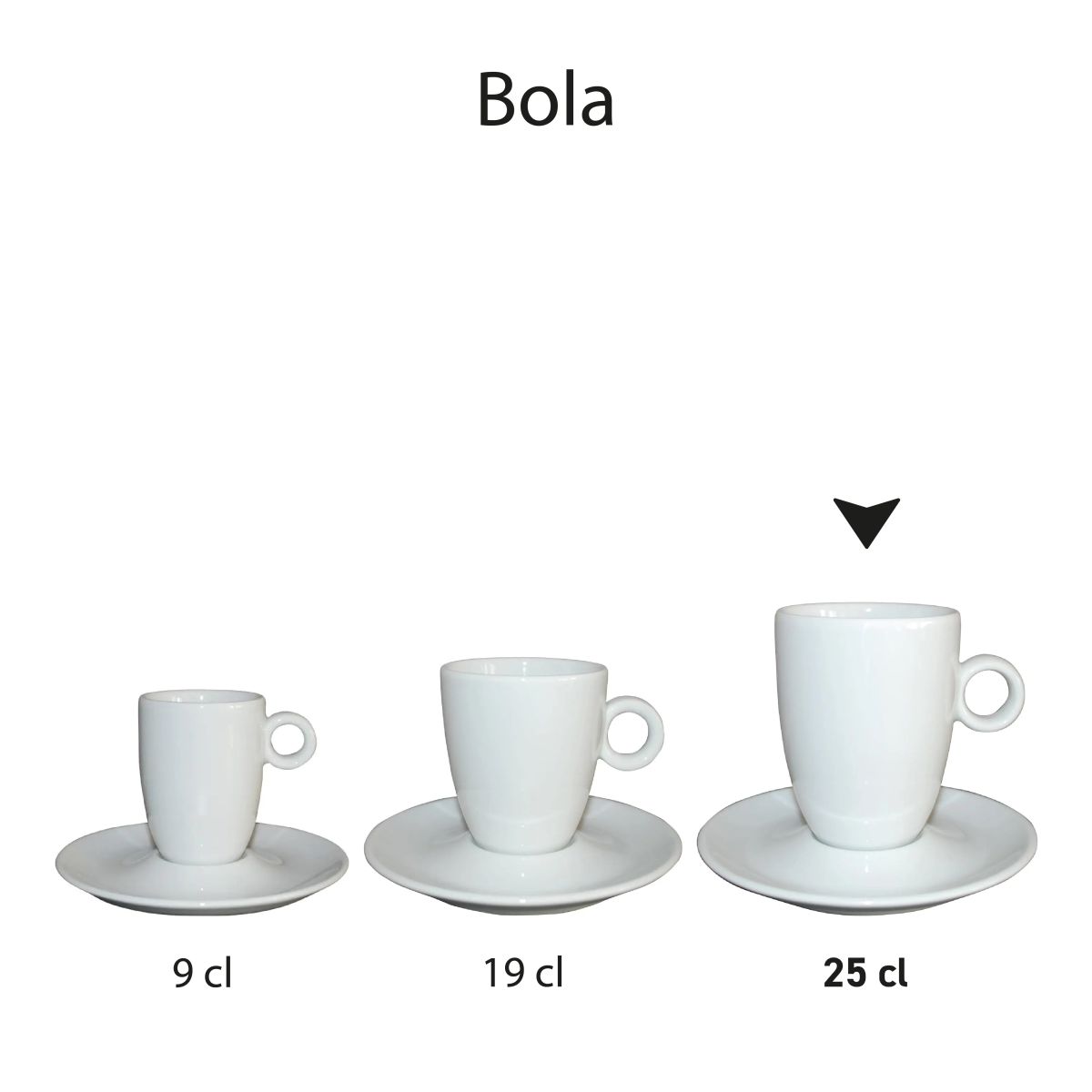 Overzichtsafbeelding van meerdere Bola sets van wit porselein, in een productserie.
