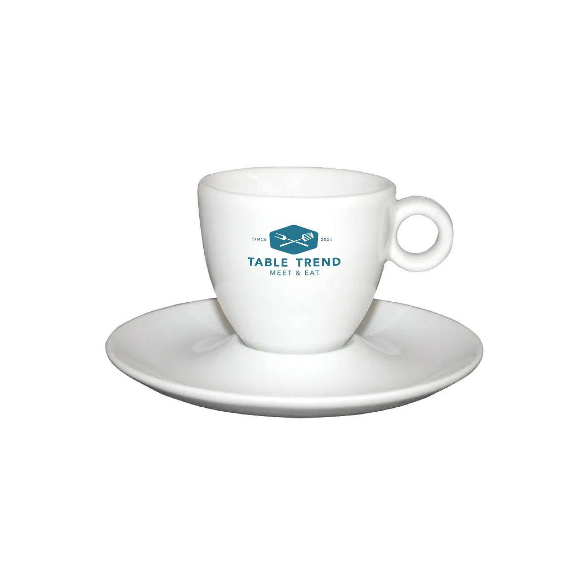 One-colour printing of TableTrend logo on front of Bola espresso cup.