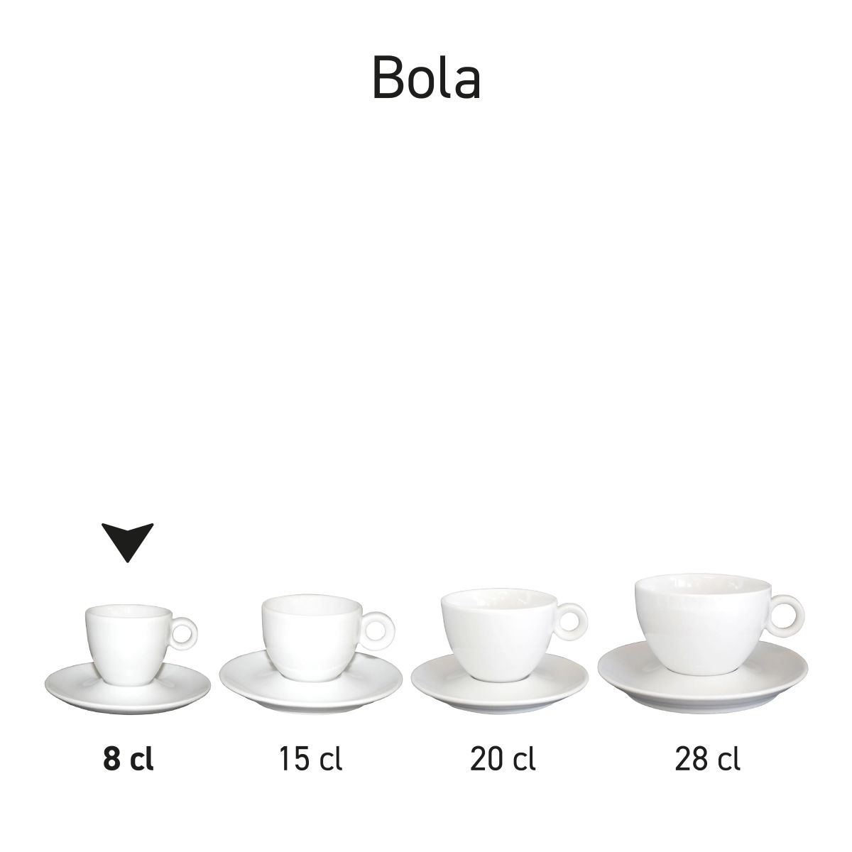 Series overview of Bola espresso sets porcelain, multiple sets side by side.