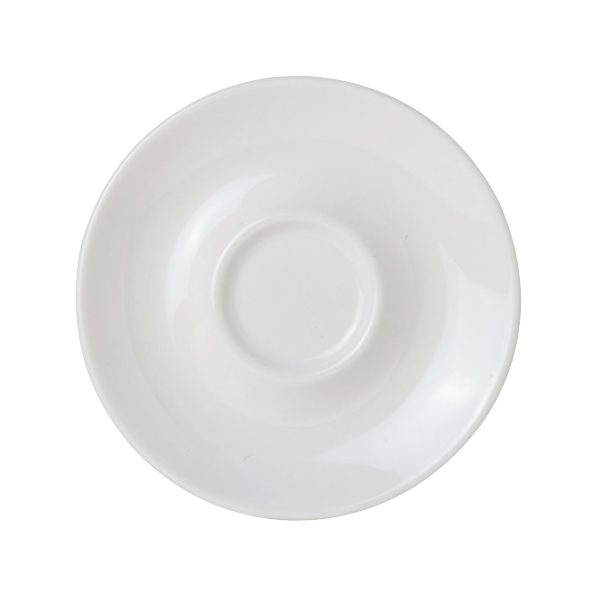Front view of the Bola cappuccino dish 14.5 cm made of porcelain with wide rim.