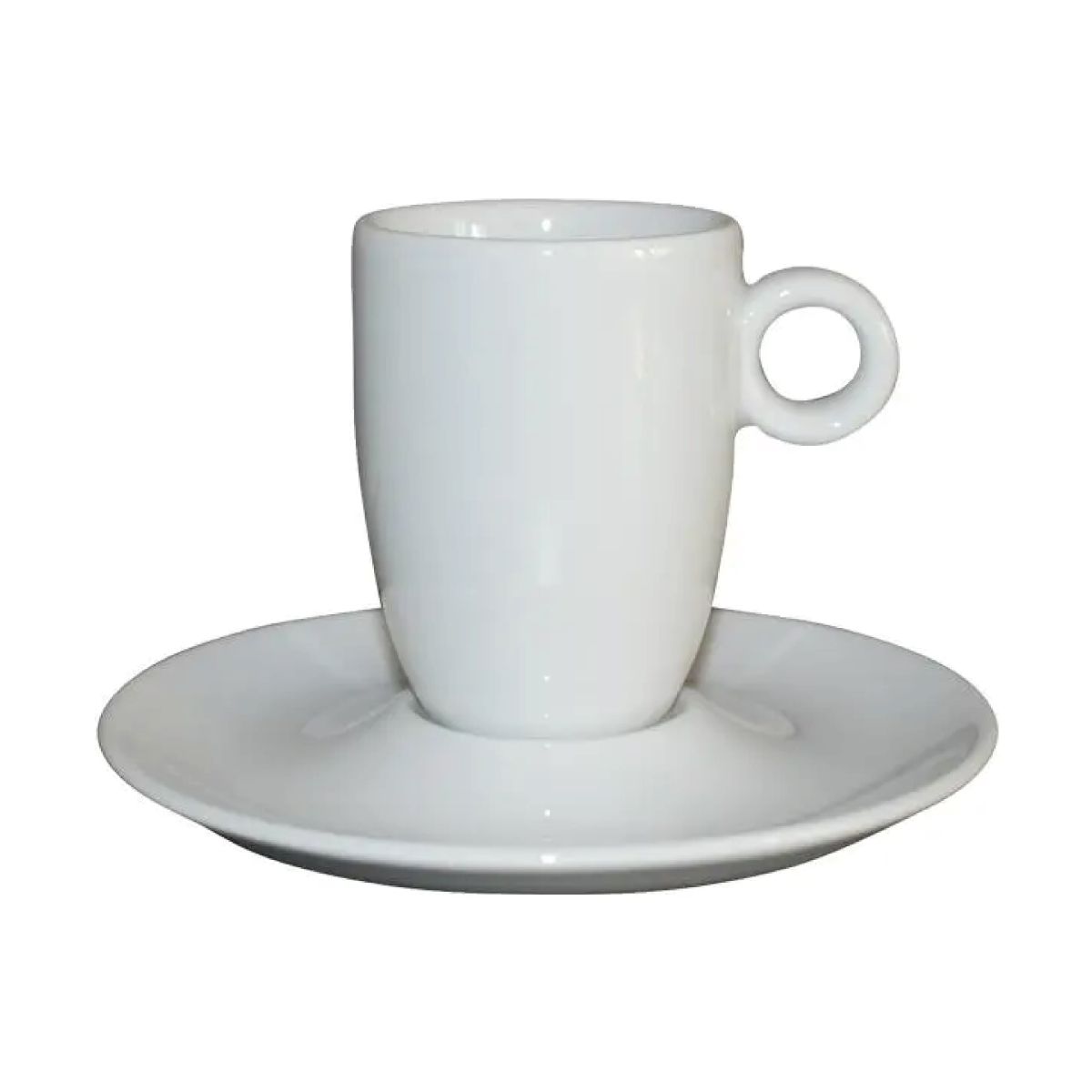 Front view of Bola coffee high white 19 cl. set of porcelain with slim and smooth design.
