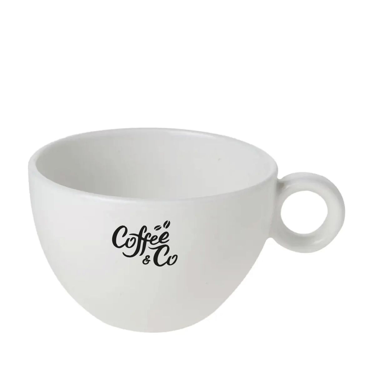 One-colour CoffeeCo logo print on the front of the Bola latte cup 28 cl.